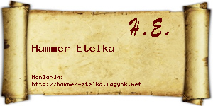 Hammer Etelka névjegykártya